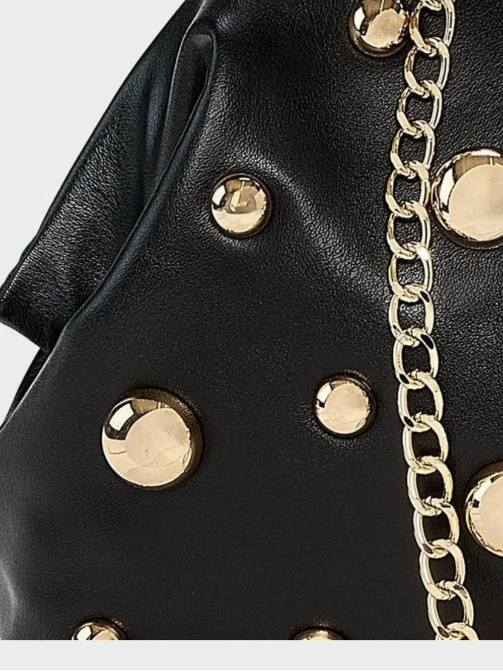 Black Studded oversized Clutch Chain-Handle Shoulder